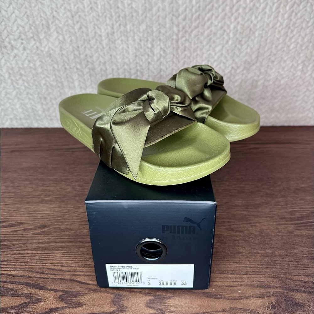 Puma Fenty Olive Bow Slide Size 5.5